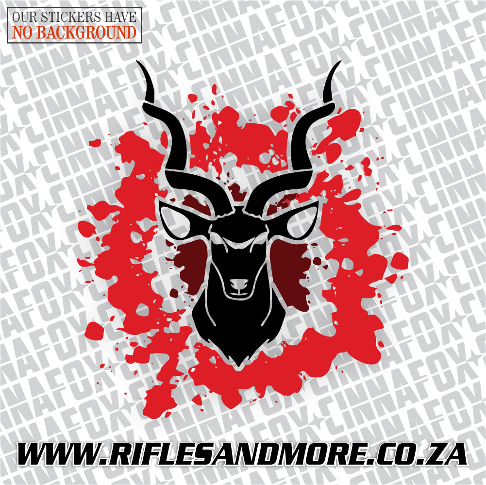 Kudu Head Splatter Vinyl Decal Sticker