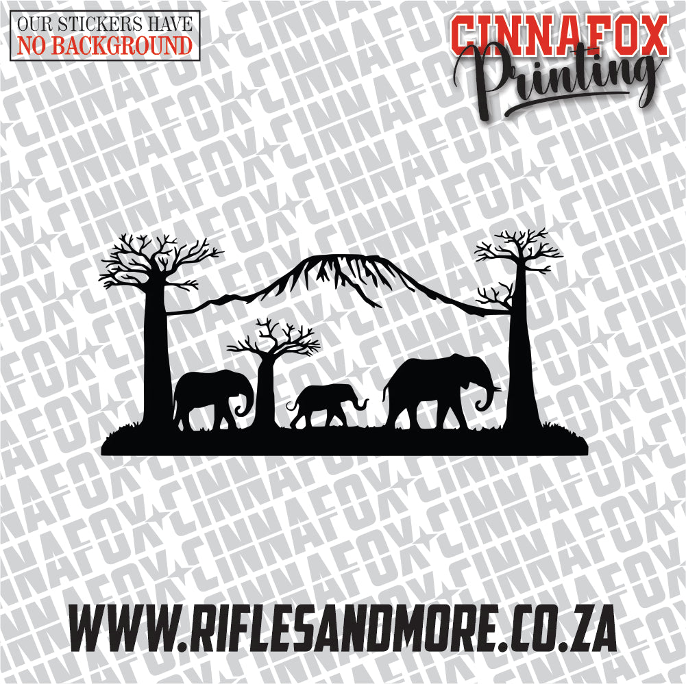 Elephant Landscape Vinyl Decal Sticker