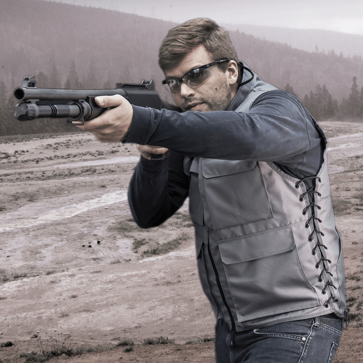 UTG® TRUE HUNTER® Male Sporting Vest (M to XL), Gray/Black