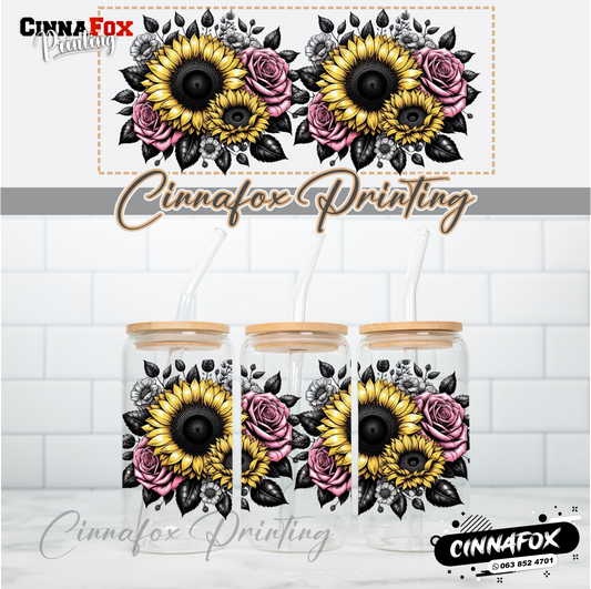 Badass Floral 02 - Glass Can Cup