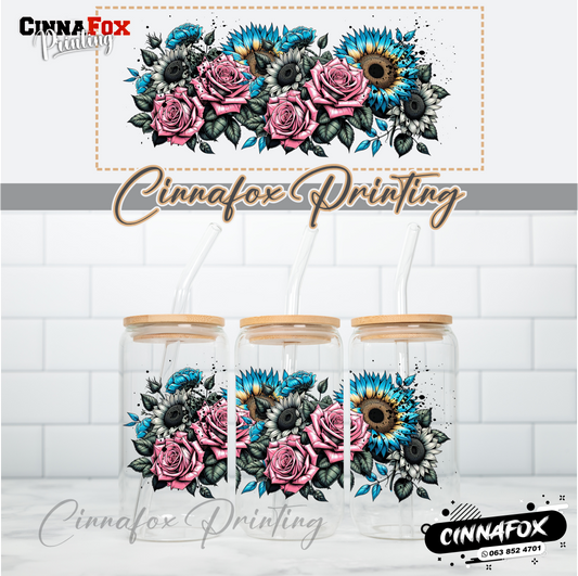 Badass Floral 04 - Glass Can Cup