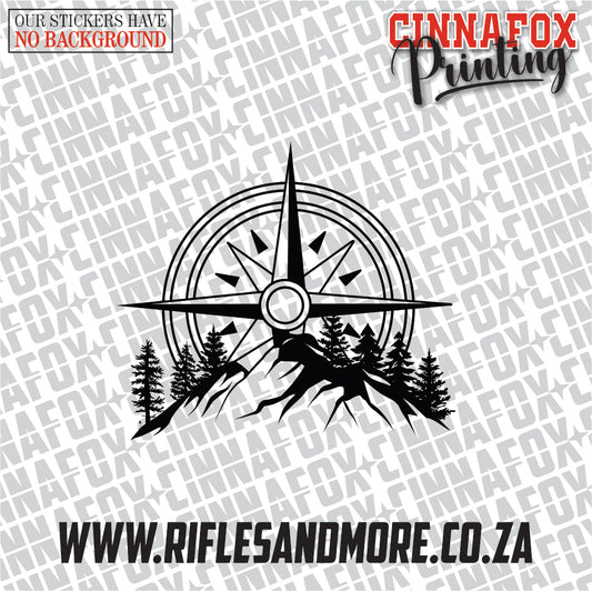 Compass #2 Trees Vinyl Decal Sticker