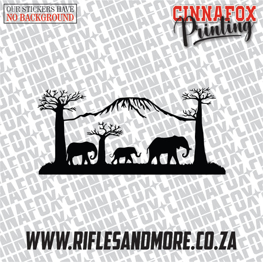 Elephant Landscape Vinyl Decal Sticker