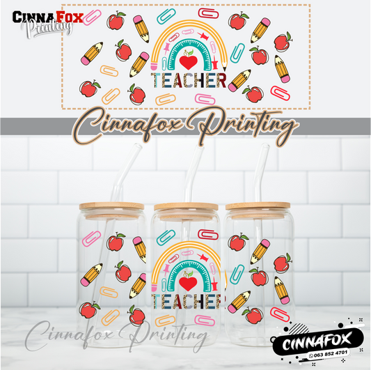 Leopard Teacher   - Glass Can Cup